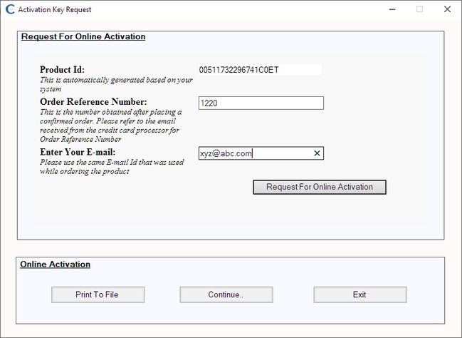 Online Product Activation Procedure Step 2