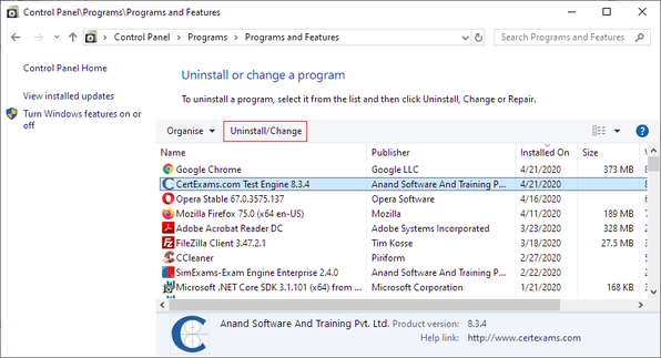 Product Uninstallation Procedure Step 6